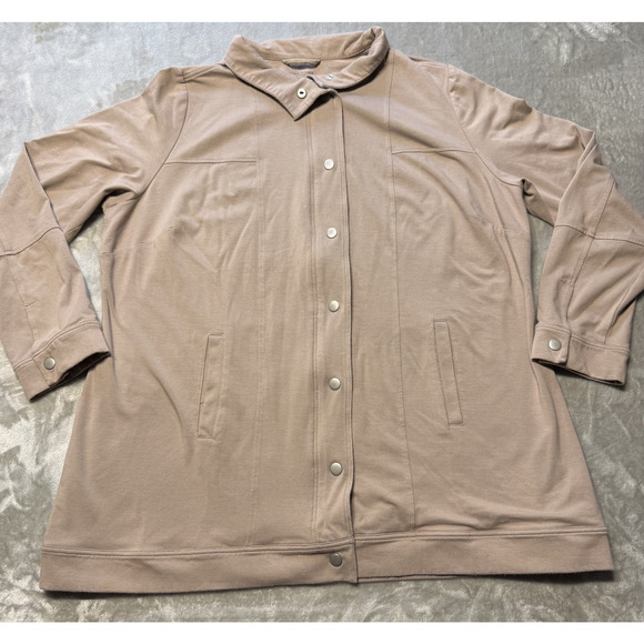 EILEEN FISHER Women's Organic Cotton Shirt Jacket Taupe beige Minimalist Size XL - Picture 5 of 11